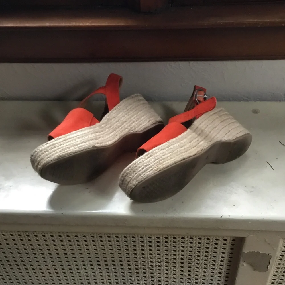 Universal Thread Orange Espadrille Wedge Slingback Sandals